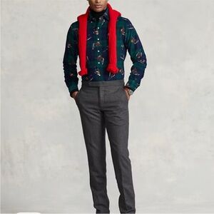 Ralph Lauren corduroy bear 🐻 skiing black tartan plaid Button Down Shirt S